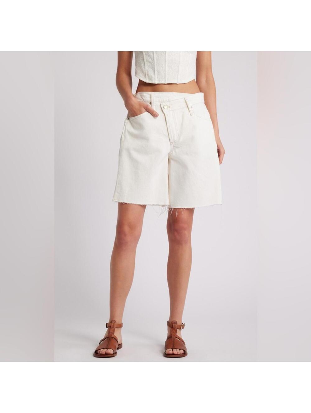 Free People We The Free Boomerang High Rise Long Shorts White 26
